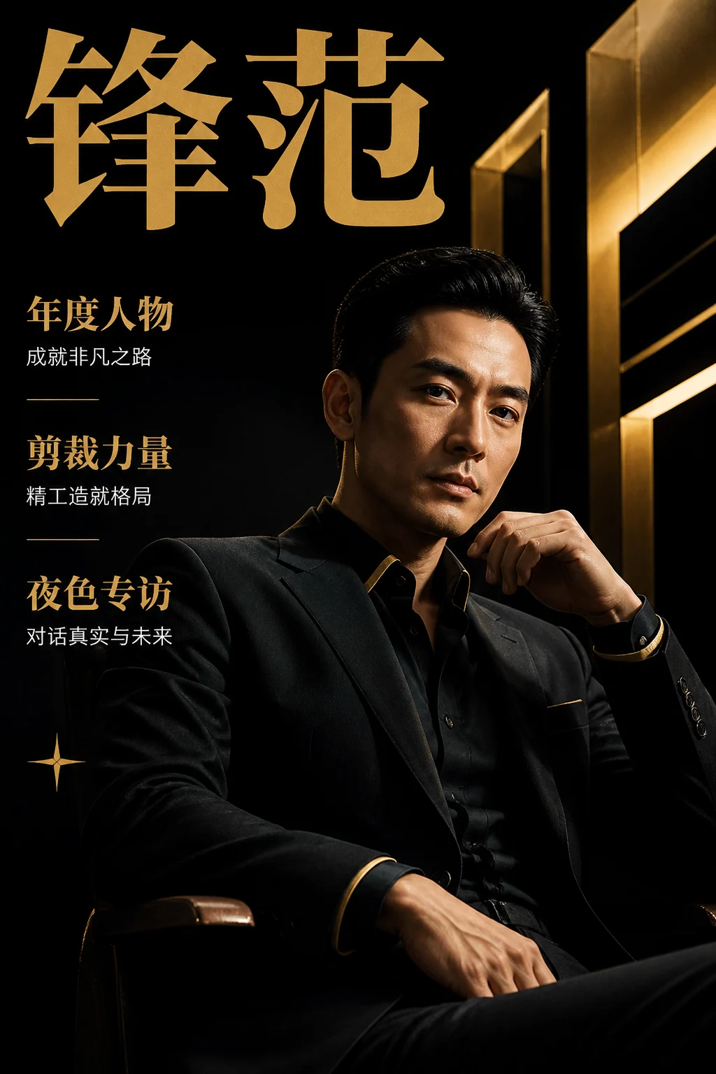 Black and gold menswear power issue cover 示例图