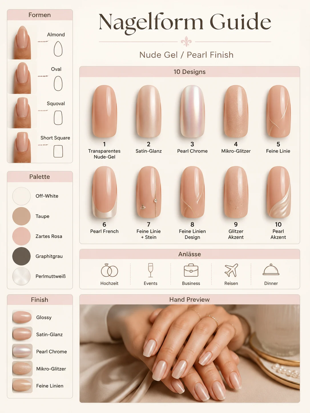 Minimalistischer Nagelform- und Finish-Guide auf Deutsch