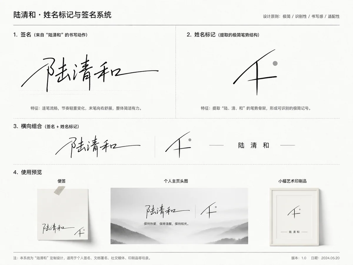 极简姓名标记与签名系统示例