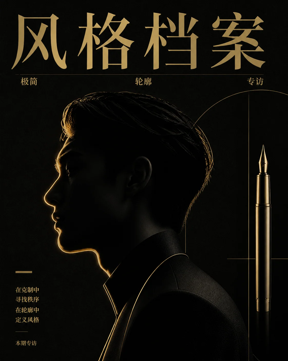 Monochrome black and gold profile cover 示例图