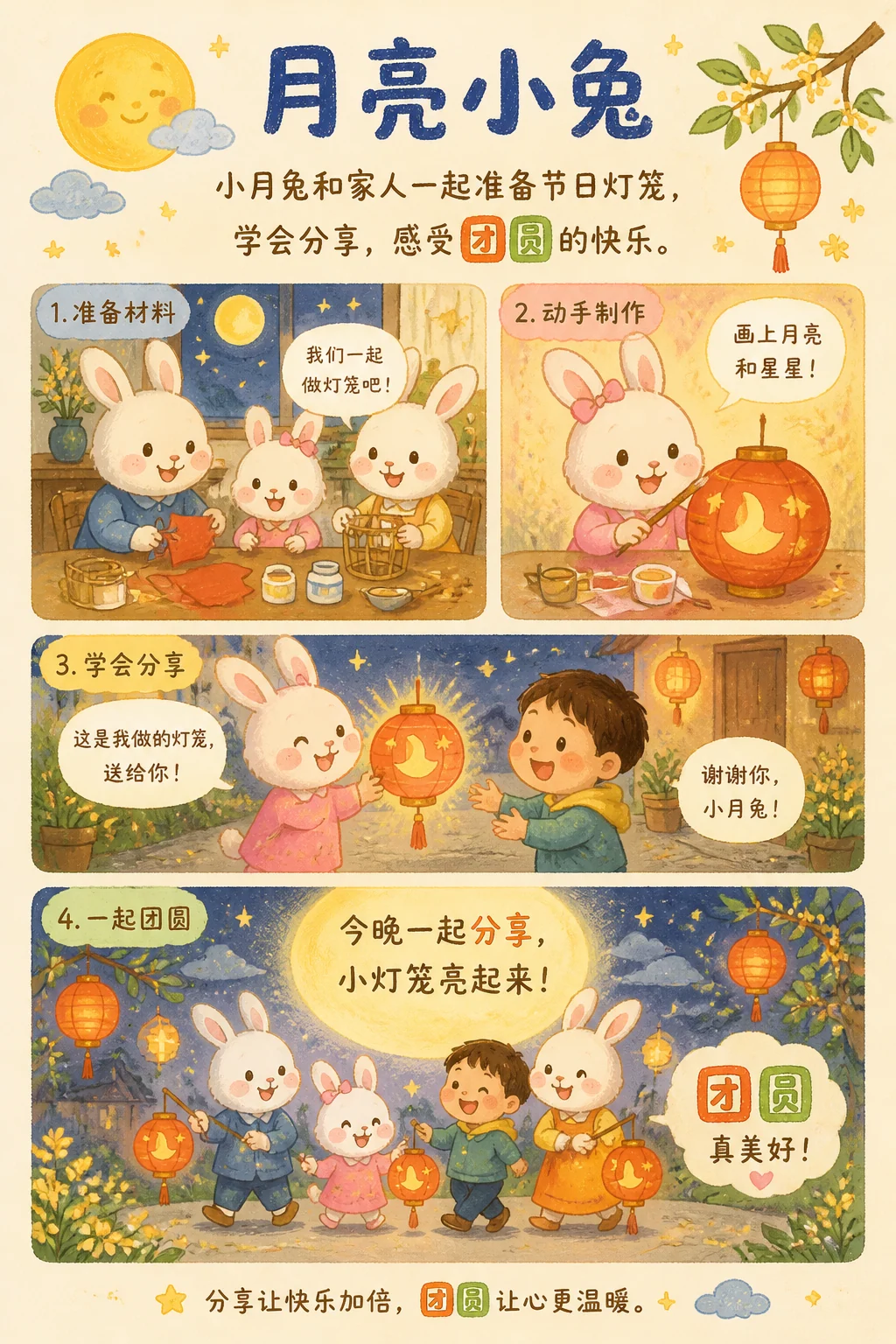 简体中文月兔节日绘本内页示例