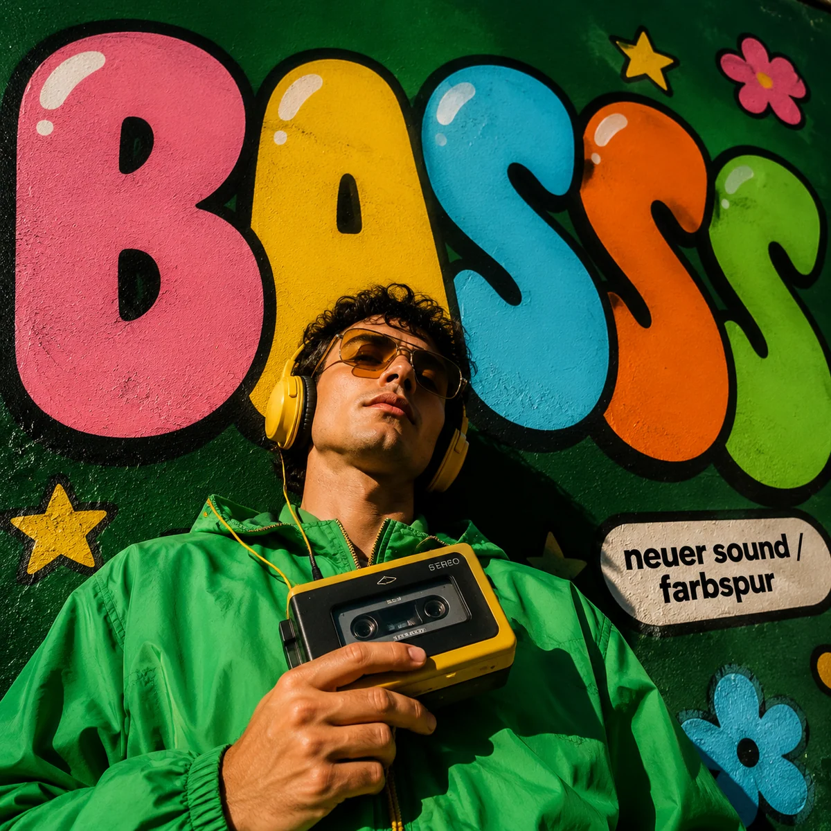 German music zine cover portrait surrounded by bubble letters