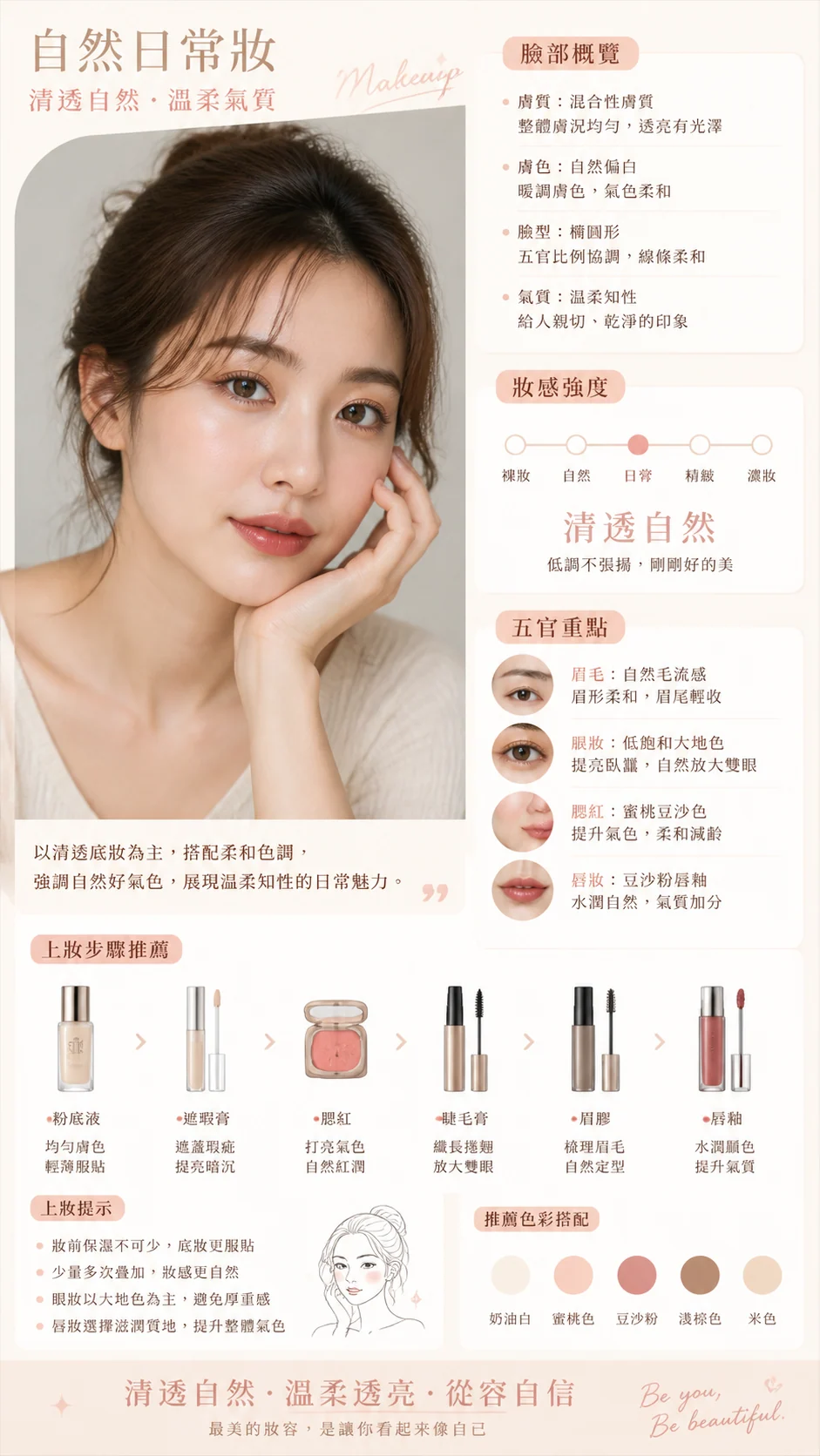 自然日常妆容分析卡示例