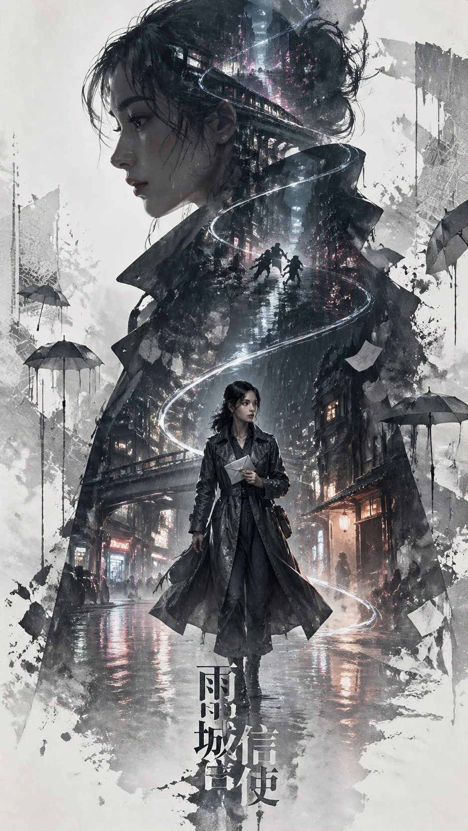 霓虹城市女主角宣傳海報示例