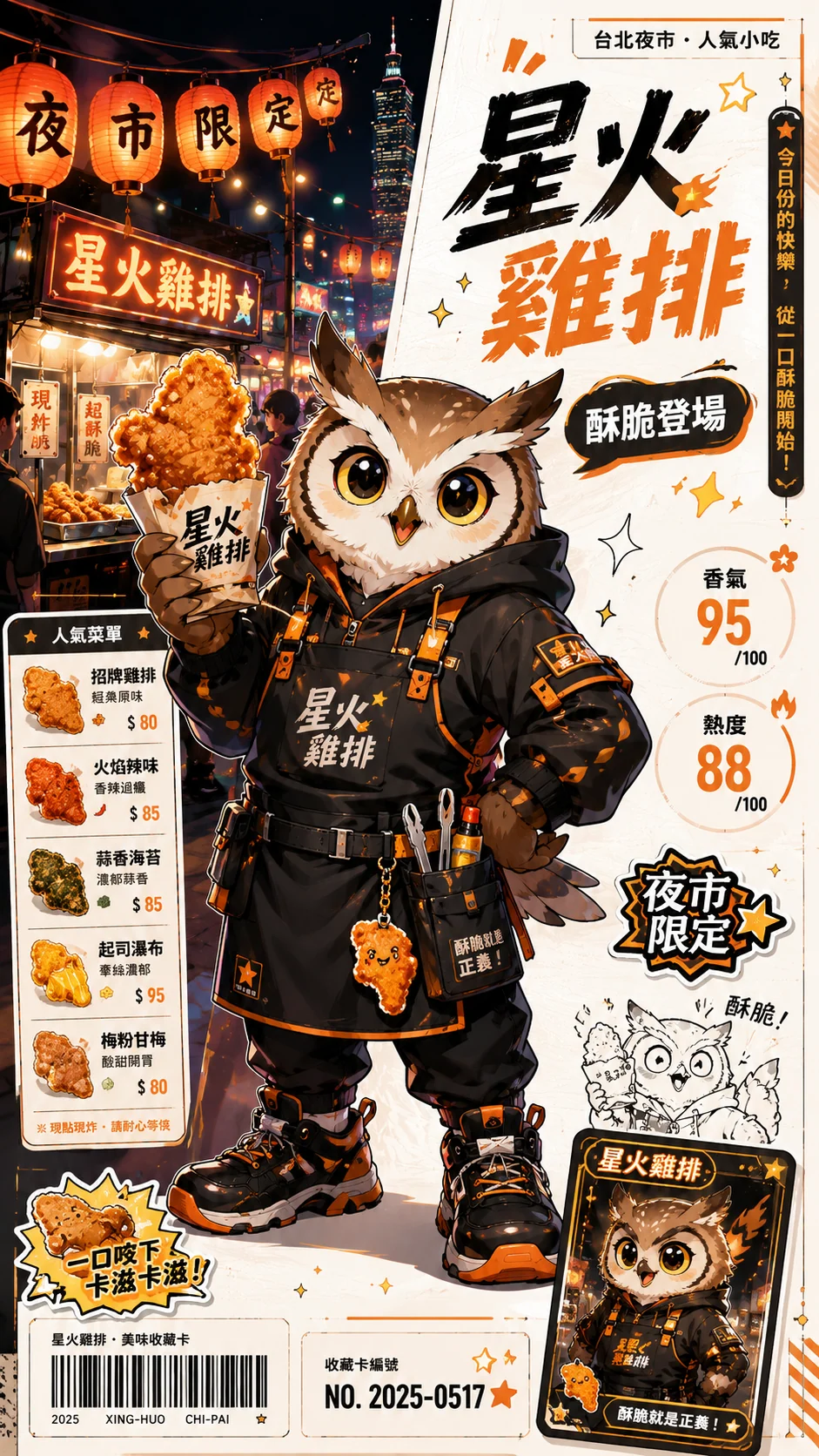 繁體中文夜市小吃吉祥物海報示例