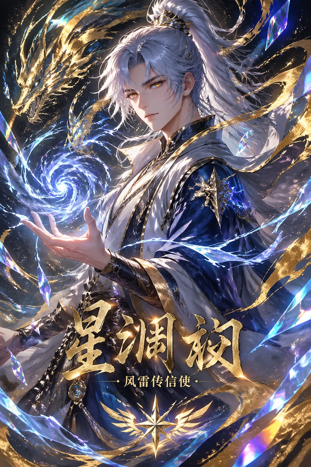 English holographic anime hero card poster sample