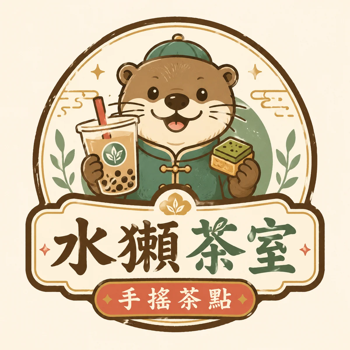Retro-Otter-Logo fuer eine Teestube