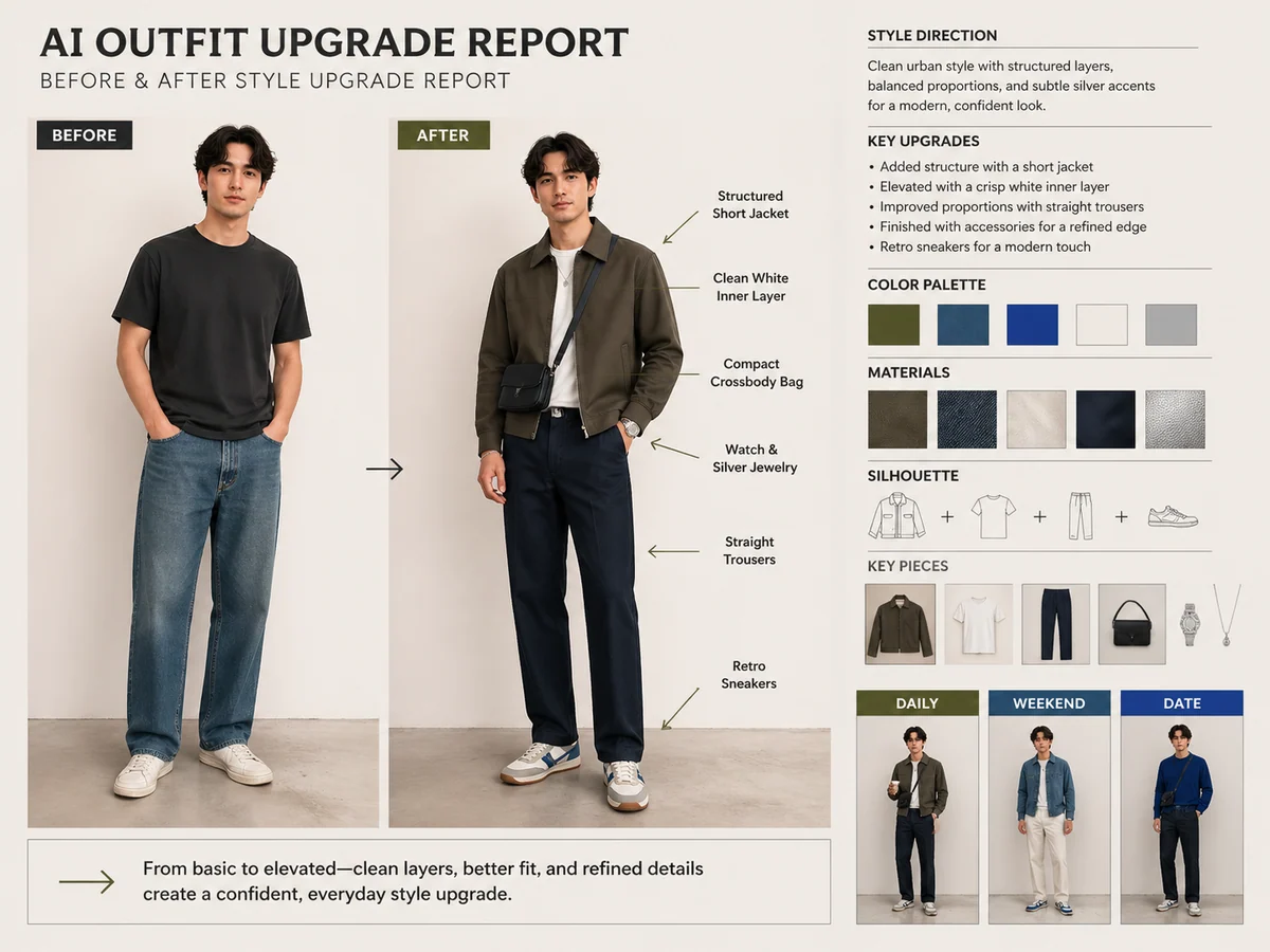 English AI outfit upgrade report sample