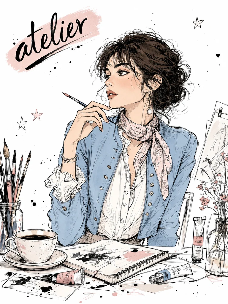 Portrait de personnage facon croquis atelier francais