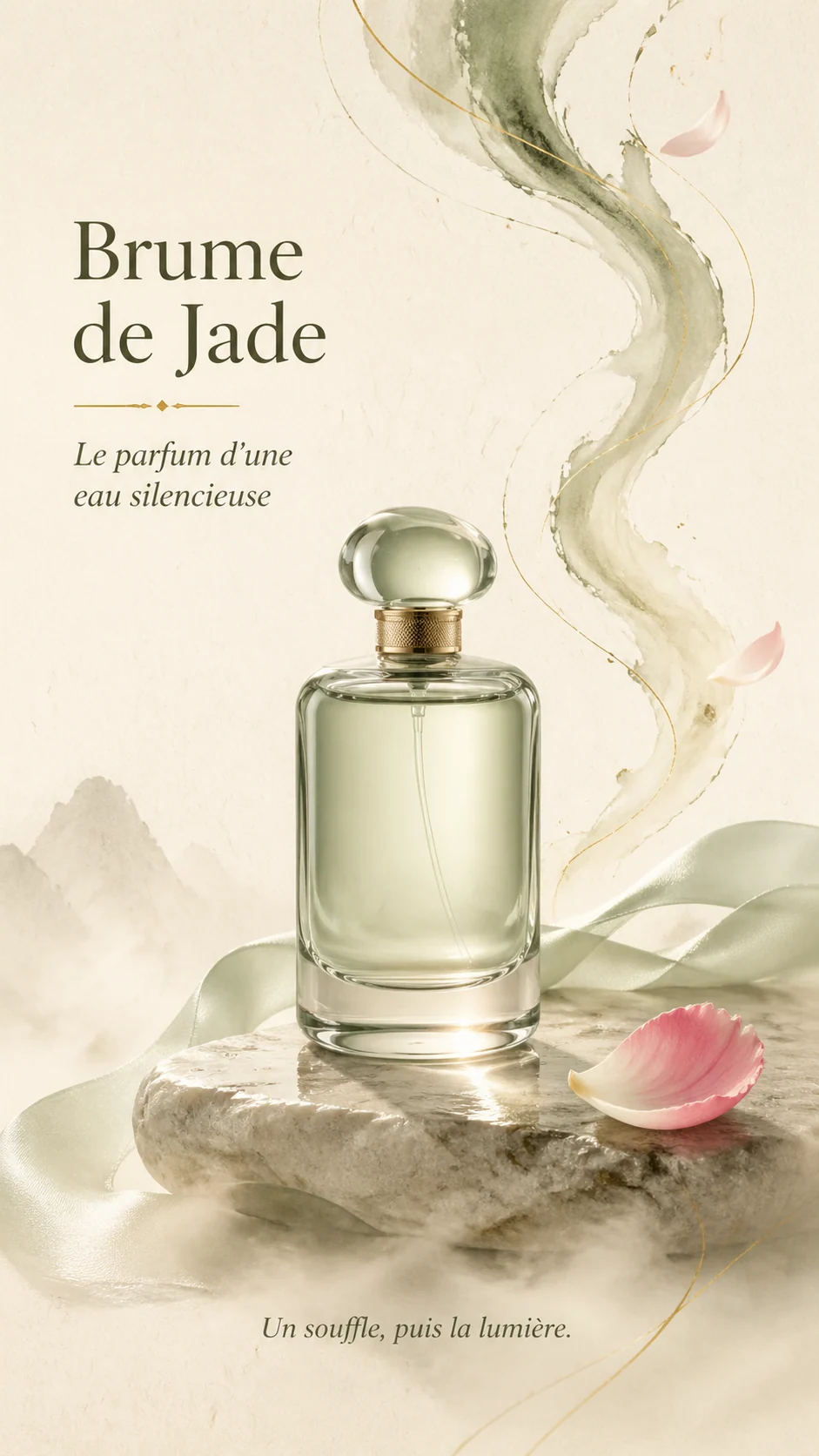 Affiche française de parfum luxe avec esthétique néo-chinoise