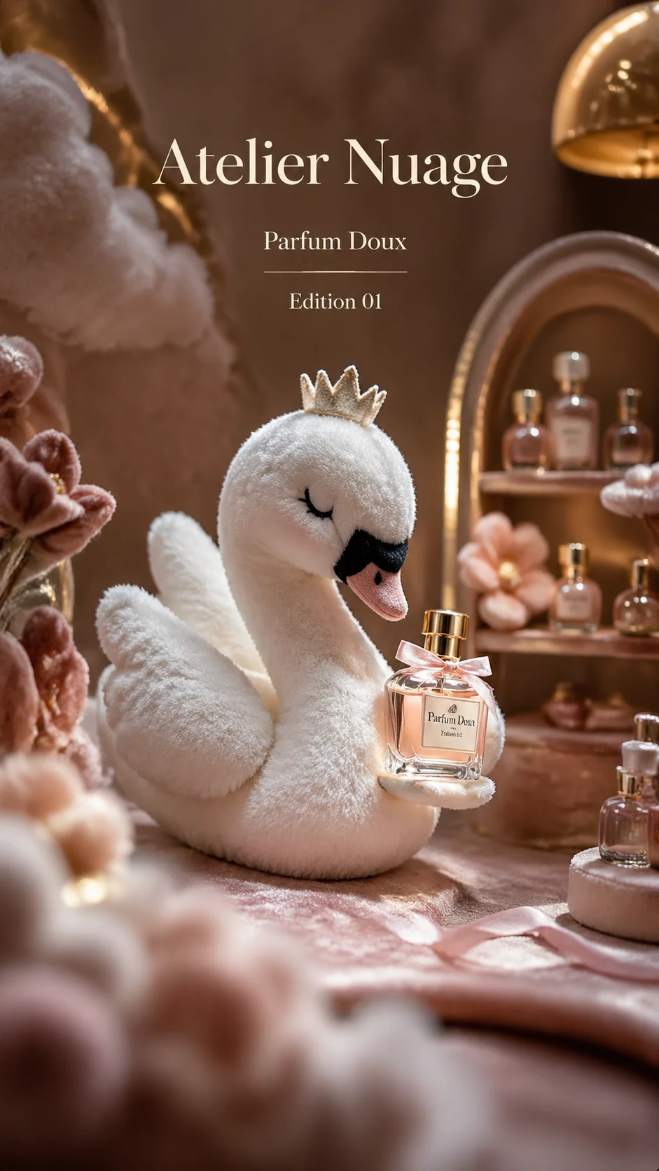 Perfume atelier plush micro-world poster sample