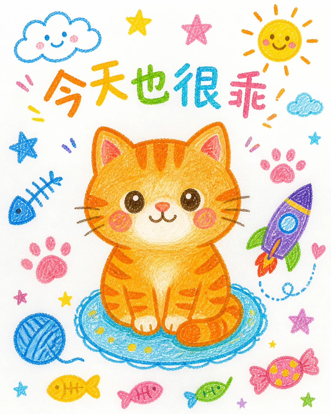 宠物照片变成蜡笔故事卡的示例