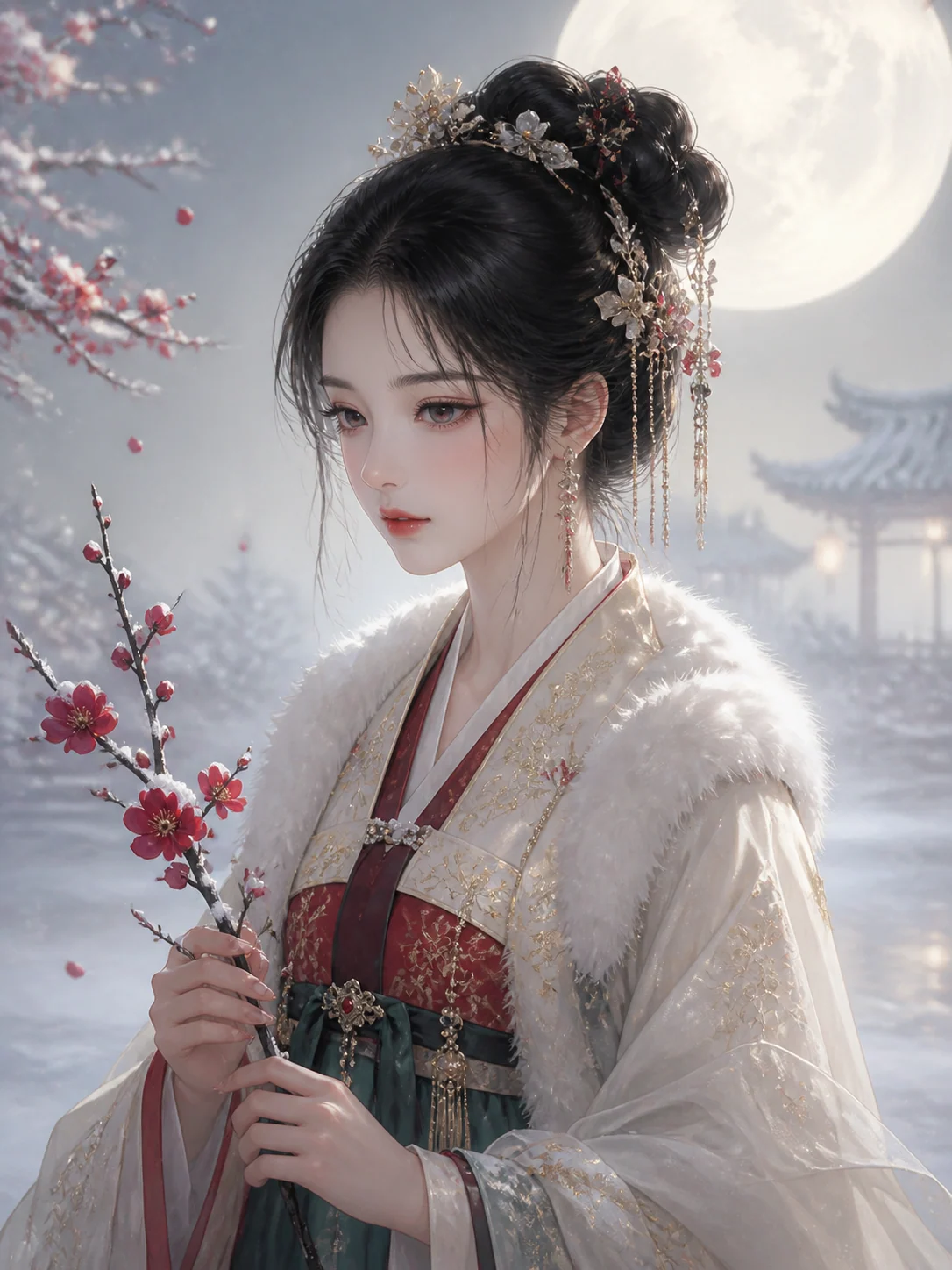 梅影古風美人肖像示例