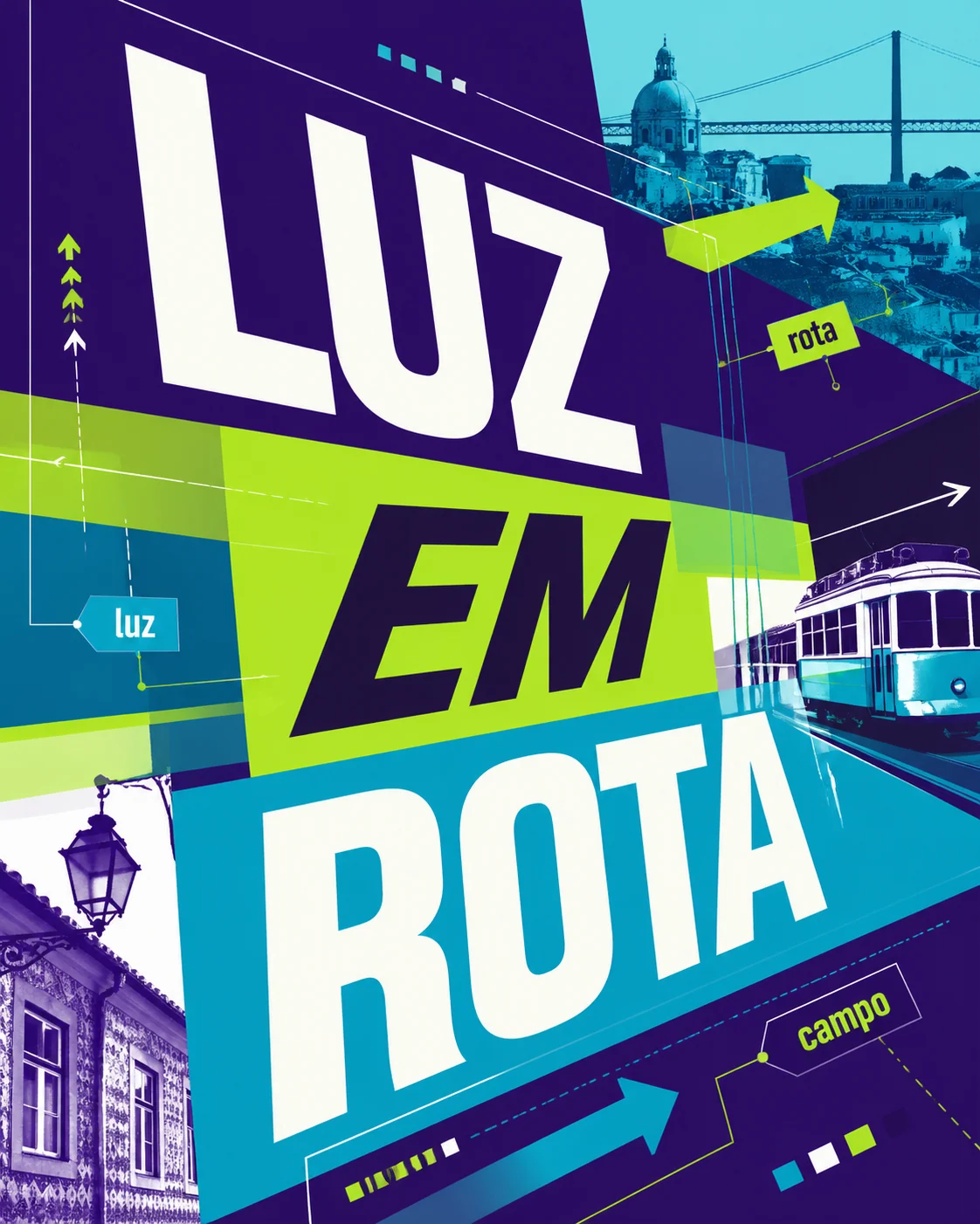 Cartaz tipografico em perspectiva obliqua em portugues