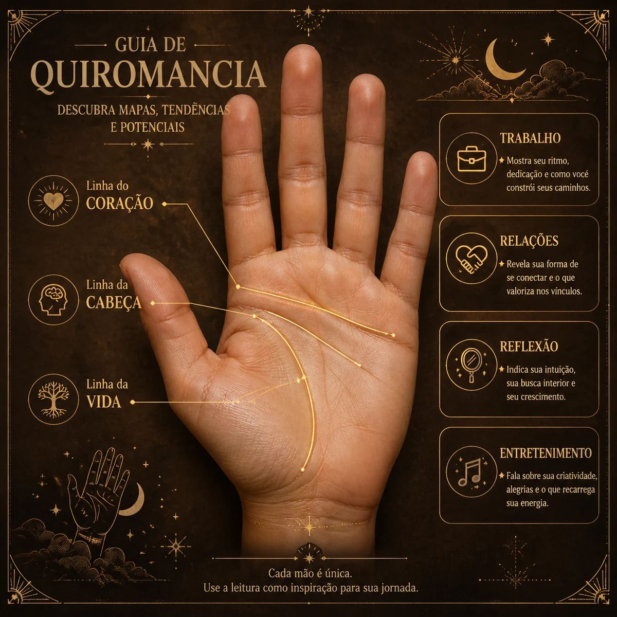 Relatório visual de quiromancia em português