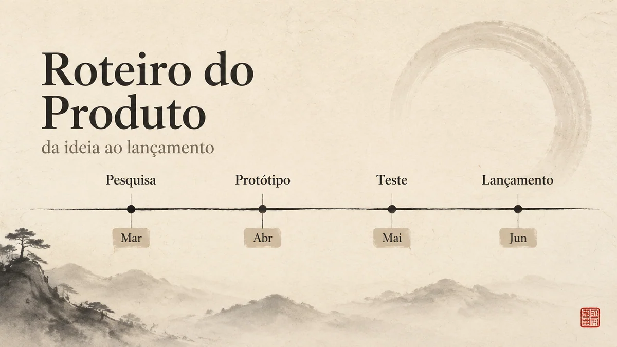 Exemplo de slide de linha do tempo em tinta em português