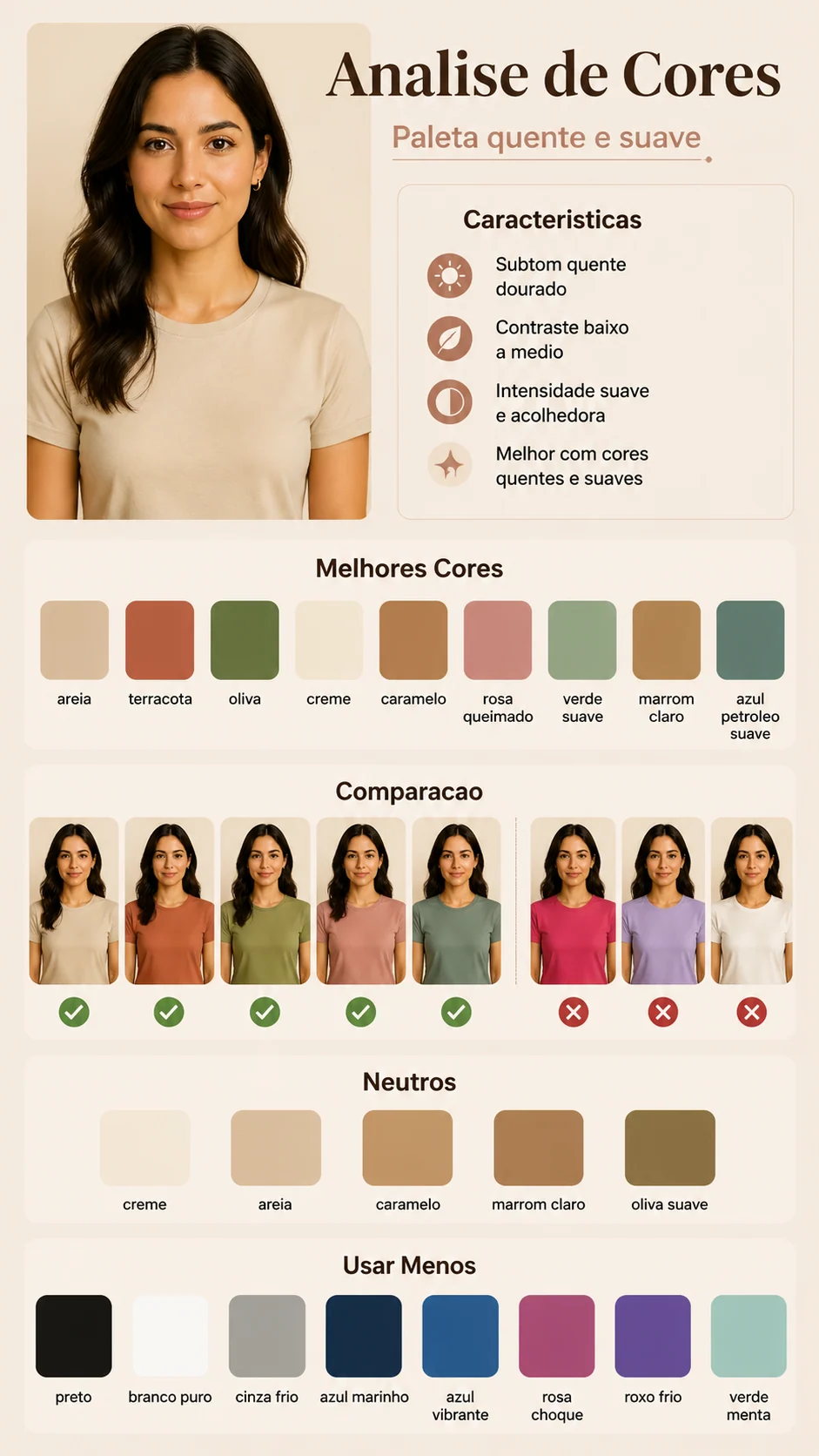 Infografico vertical de analise de cores em portugues