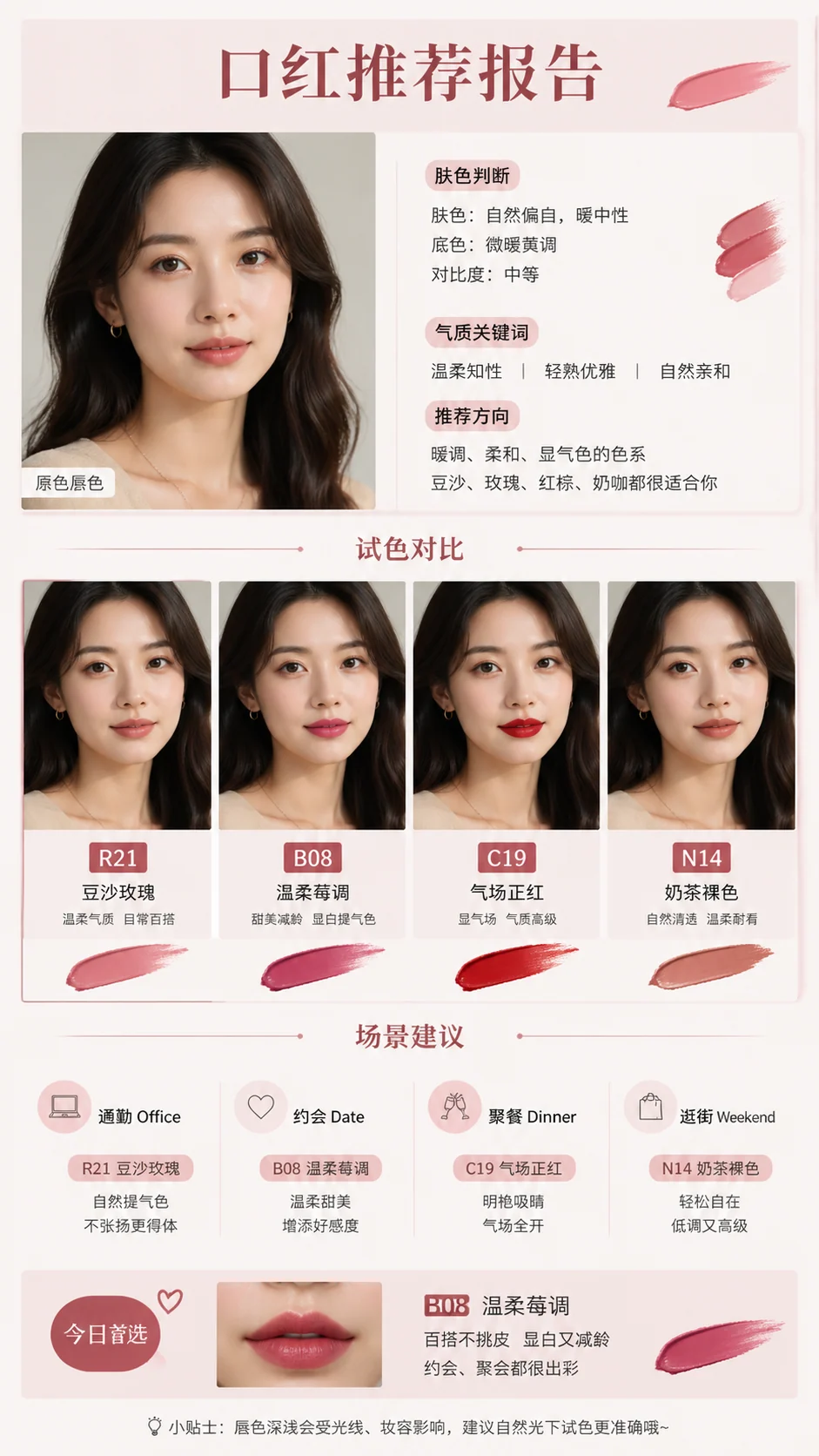 English premium lipstick recommendation report sample