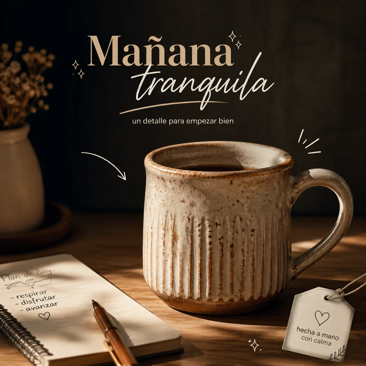 Producto lifestyle editado con texto breve