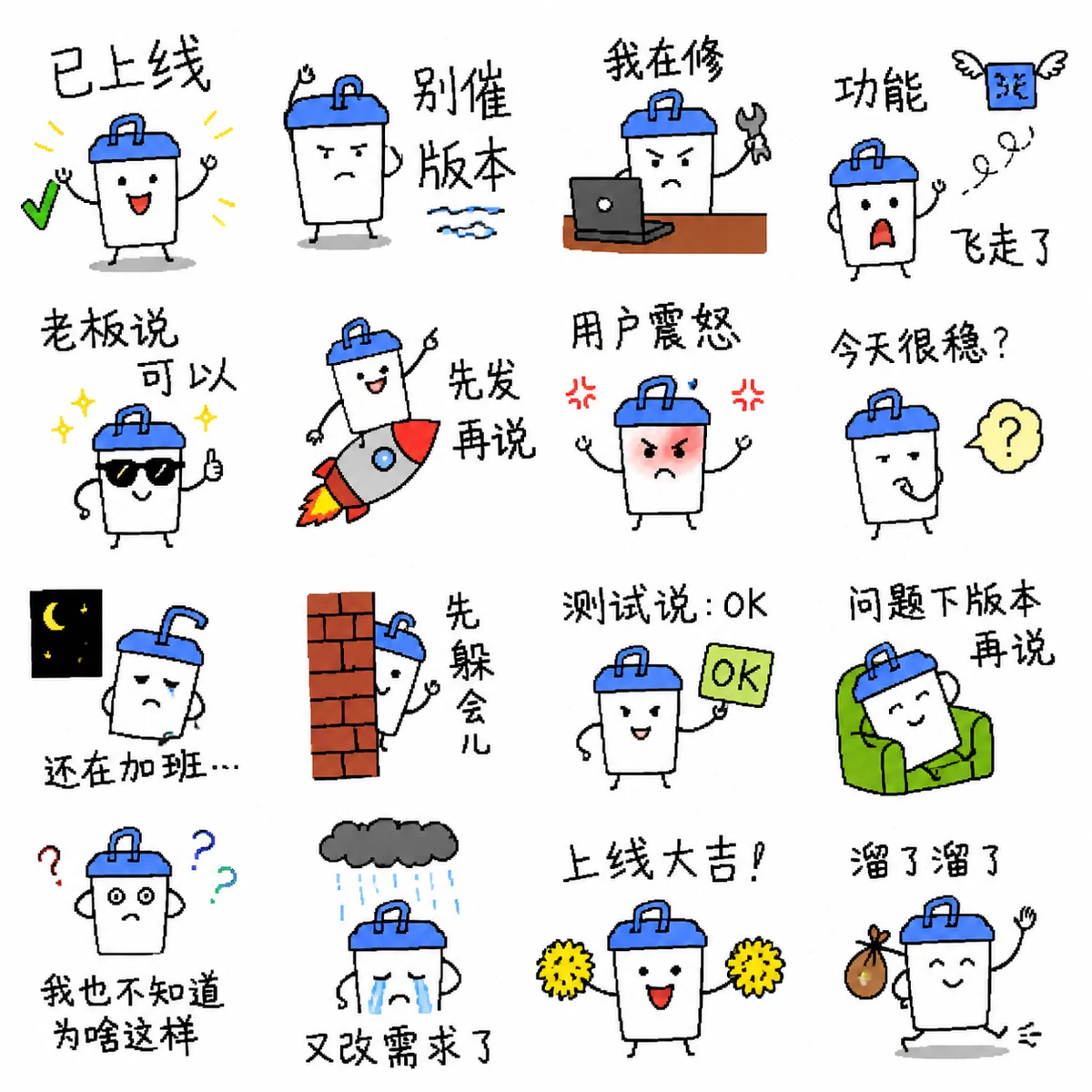 产品吉祥物乱画表情包示例