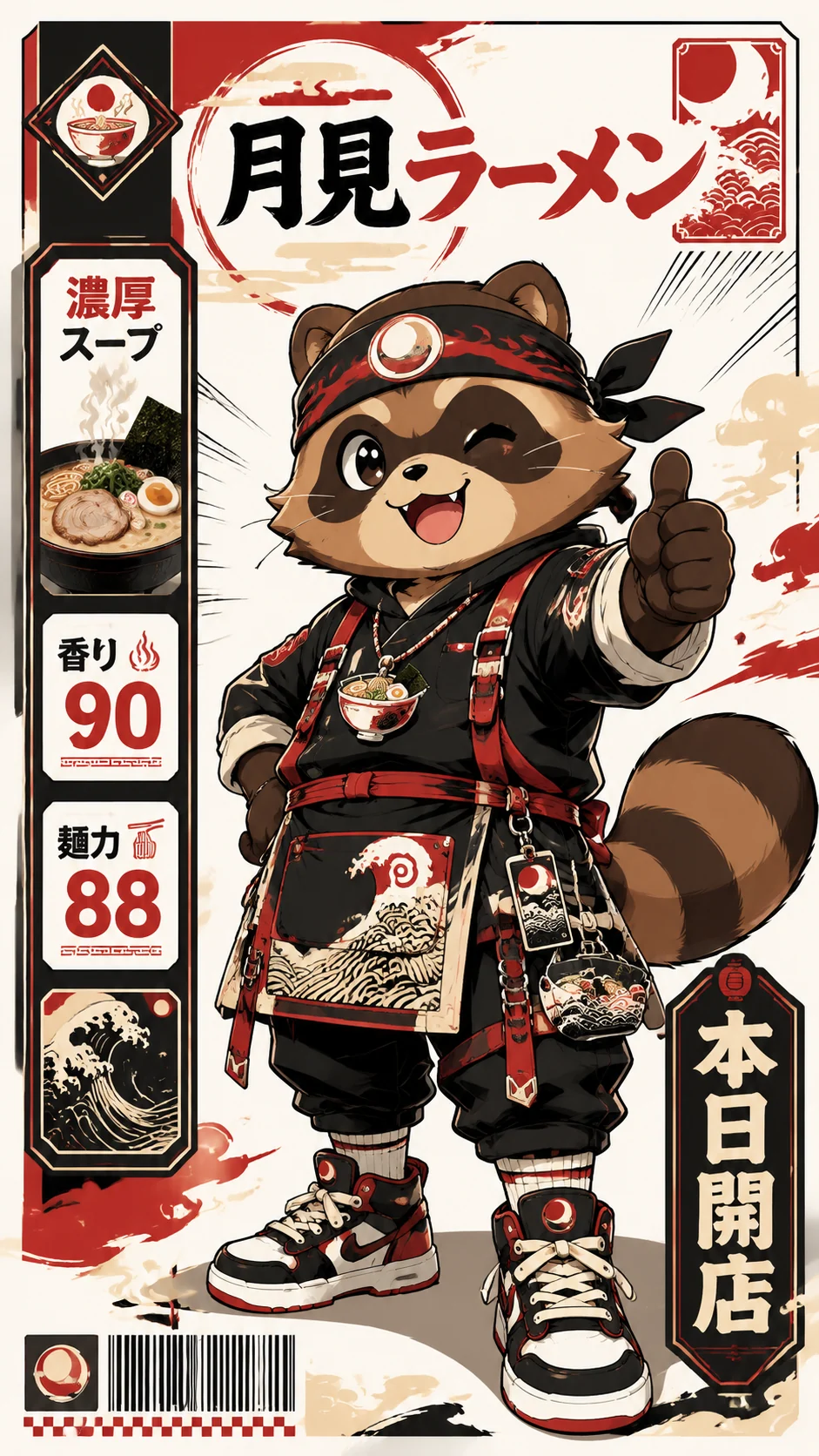 日本語ラーメン店マスコットポスター例