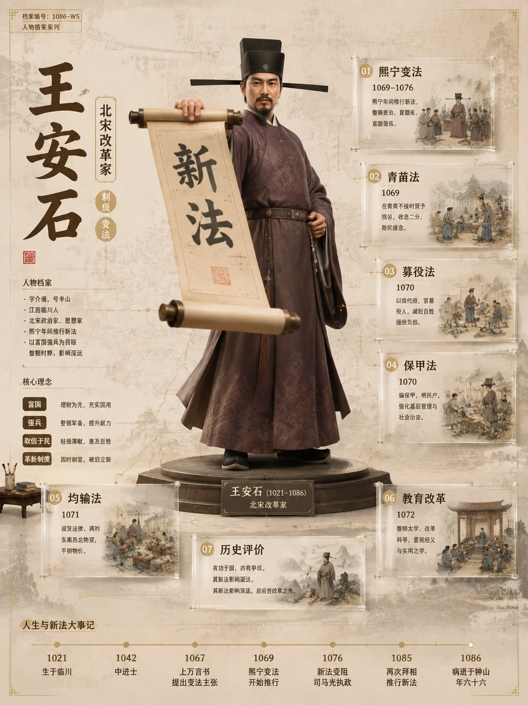 立体历史人物改革家档案海报示例