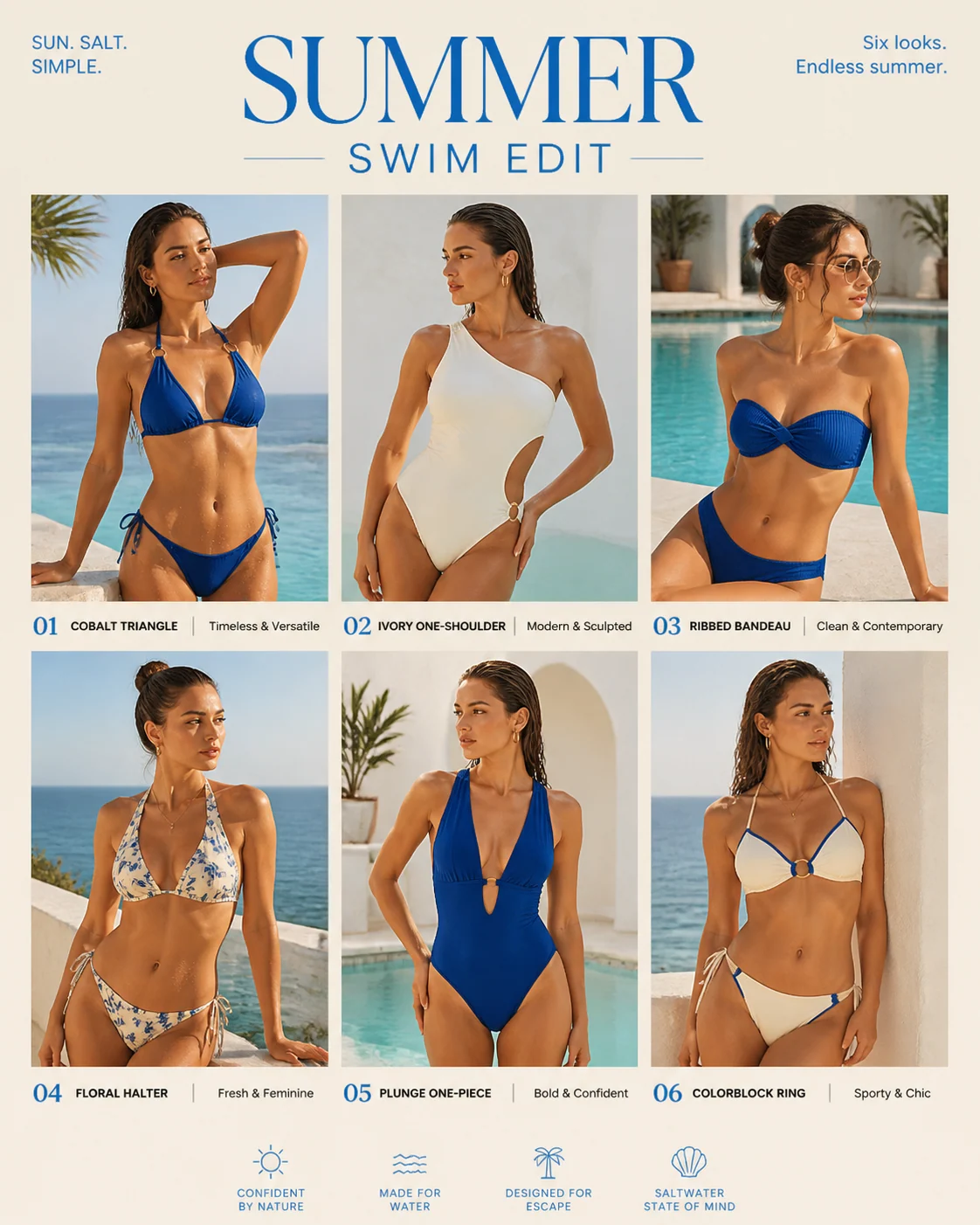Adult resort swimwear magazine cover sample