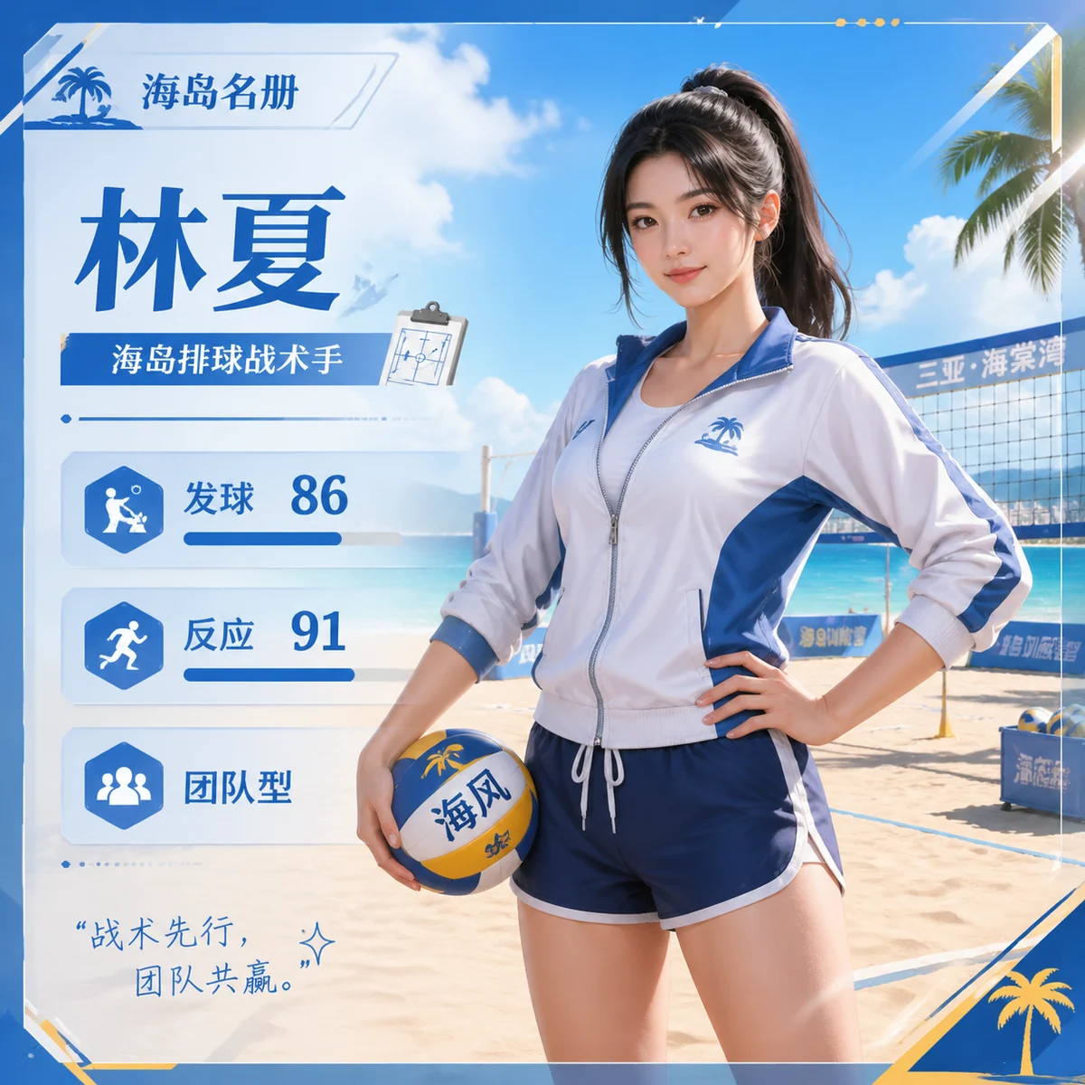 Simplified Chinese beach game roster card sample