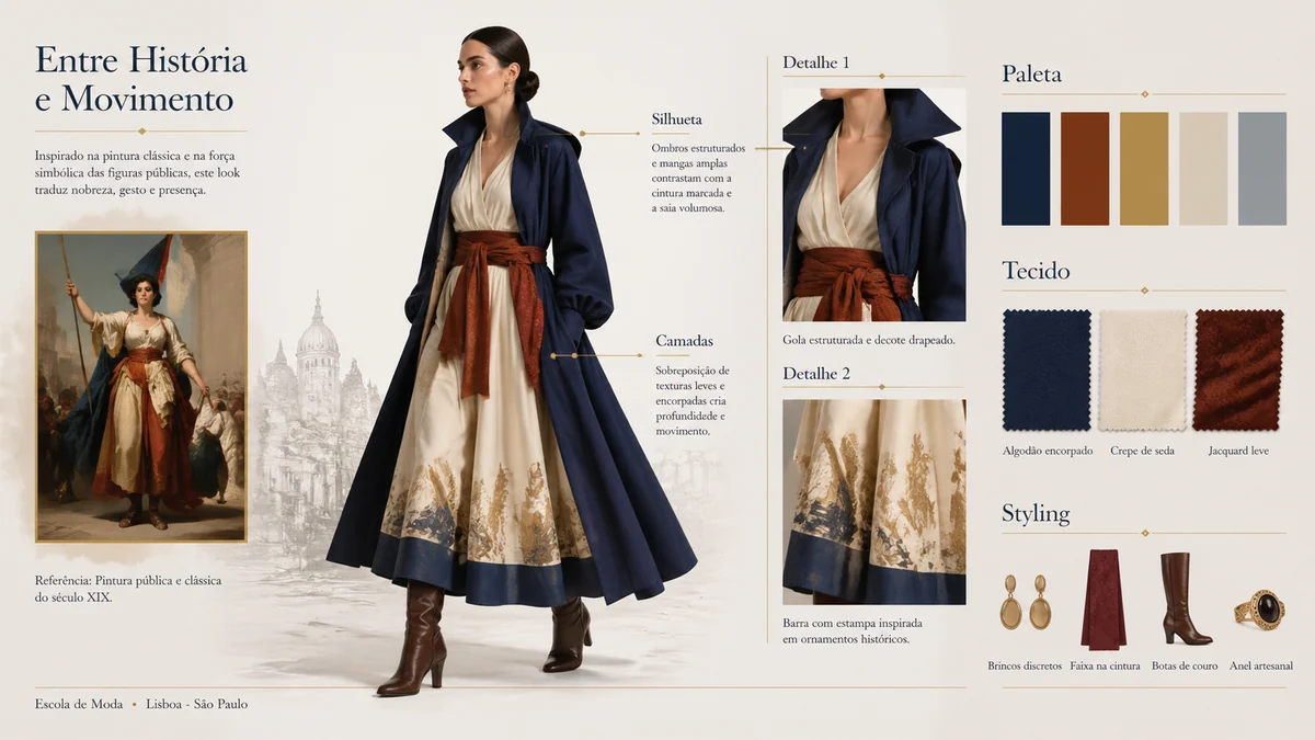 Runway concept board based on artwork-inspired costume details