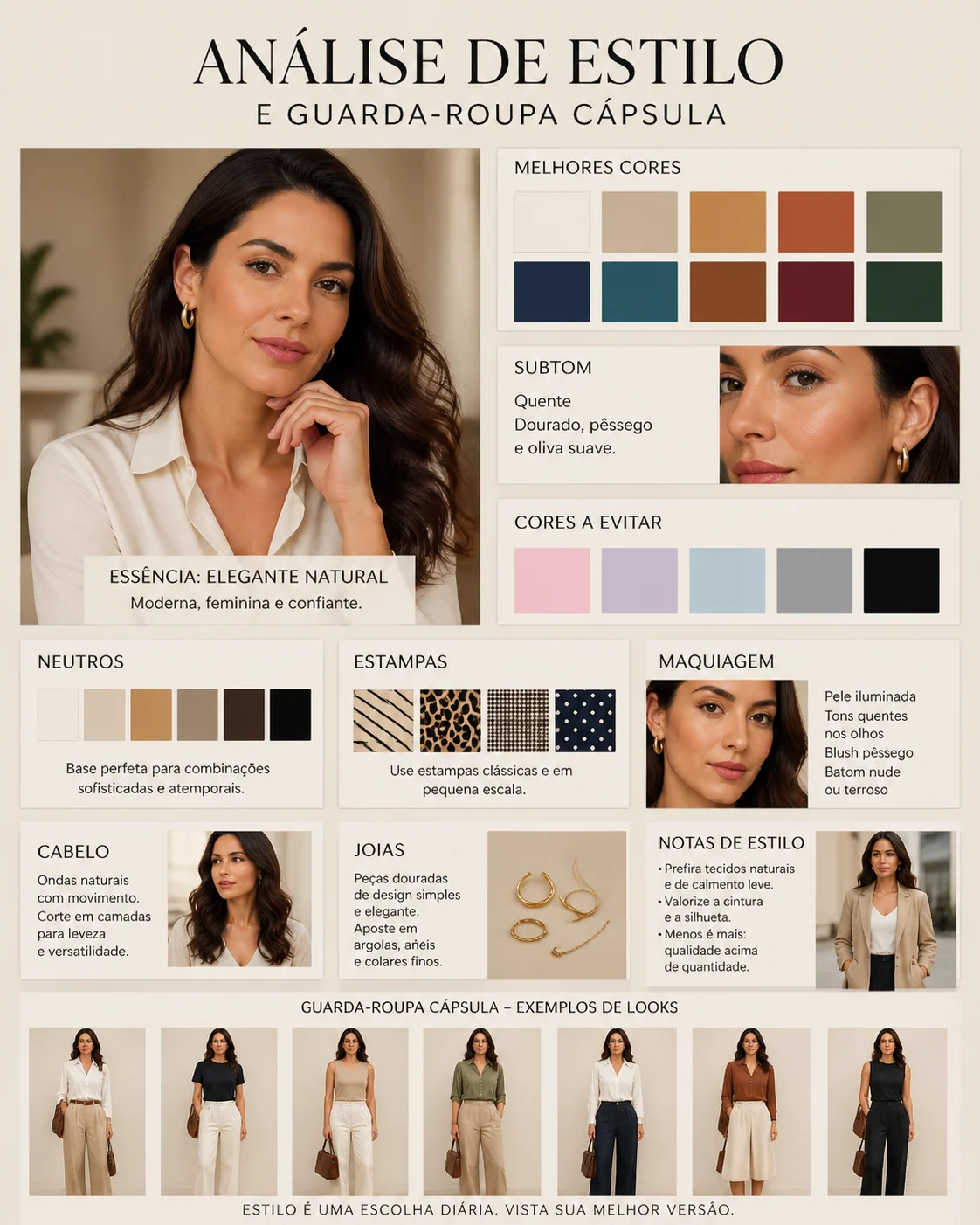 Quadro de estilo e guarda-roupa capsula em portugues