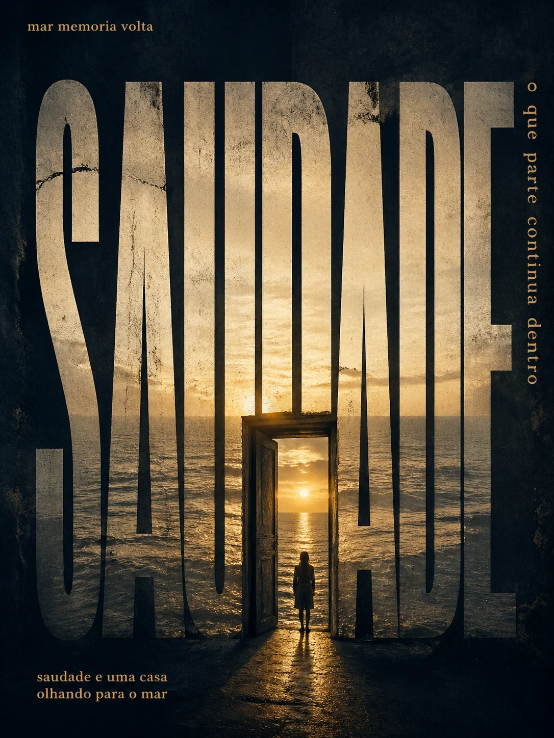 Cartaz conceitual em português sobre saudade