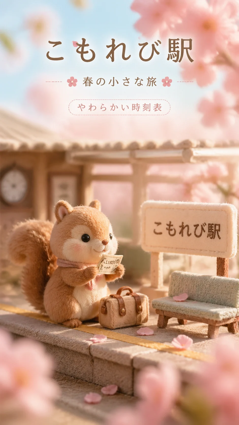 Seasonal train station plush micro-world poster sample