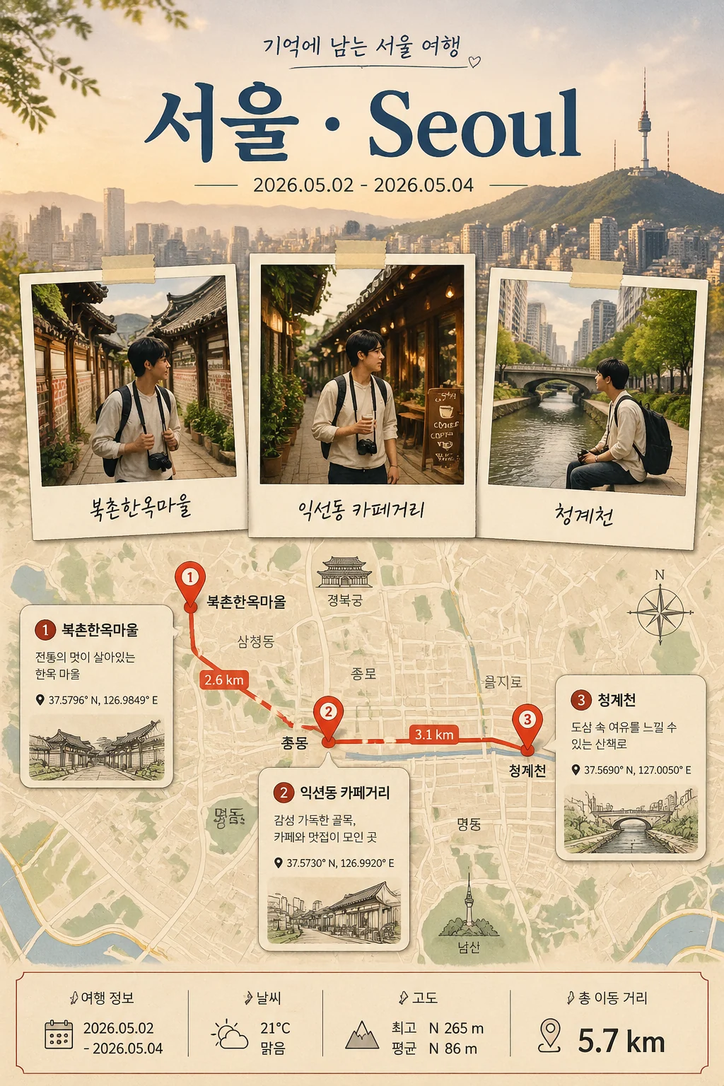 서울 카페 산책 여행 포스터 예시