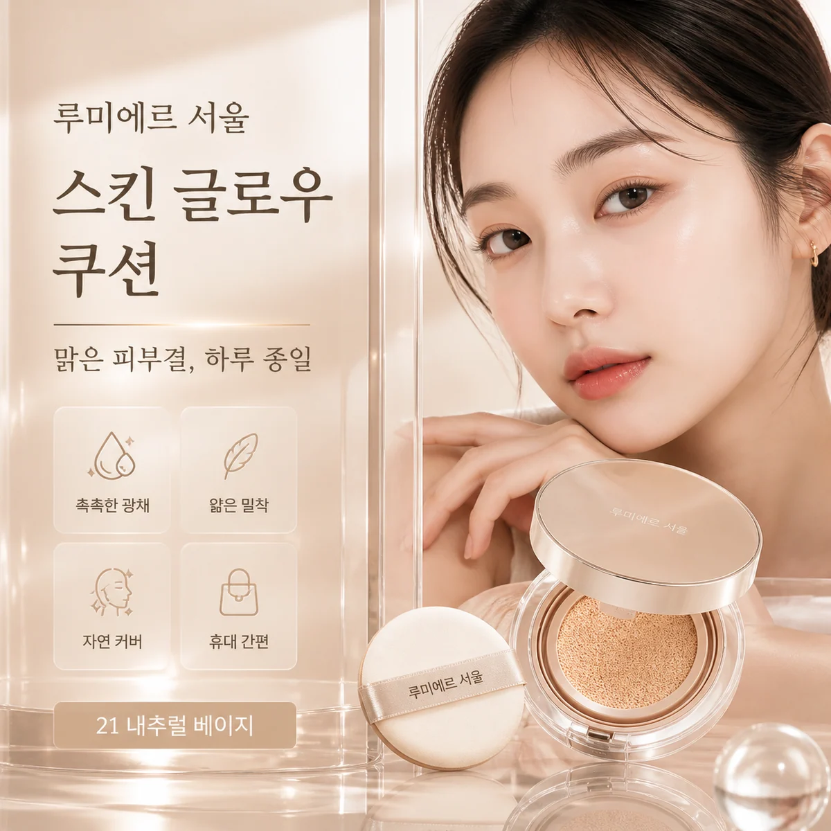 한국어 쿠션 파운데이션 광고 포스터 예시