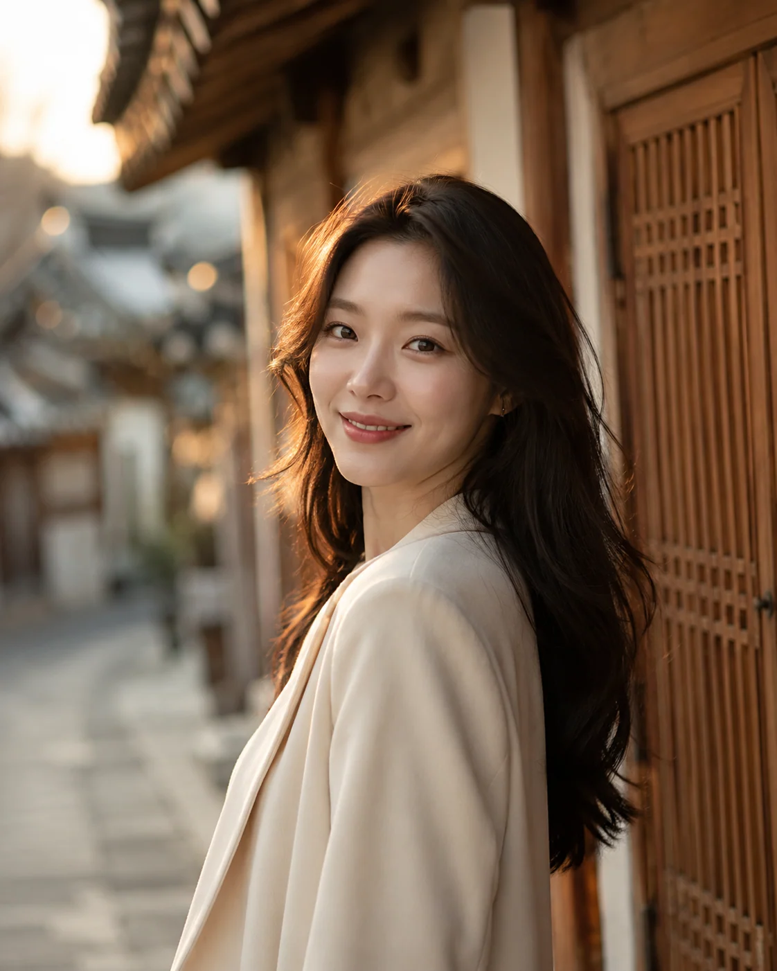 서울 한옥 골목 골든아워 인물 사진 예시