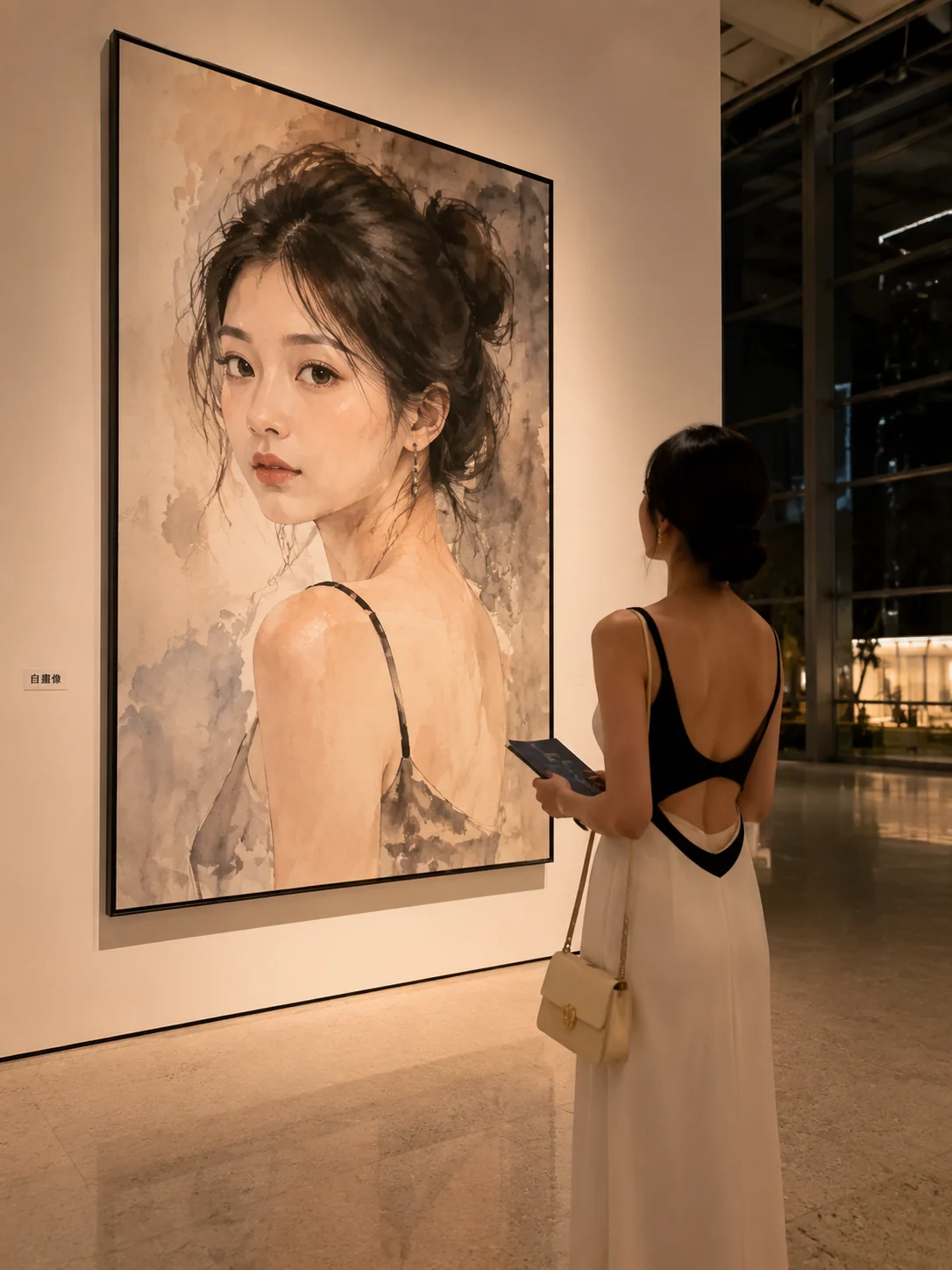 Exemplo de autorretrato moderno em museu contemporâneo de Xangai