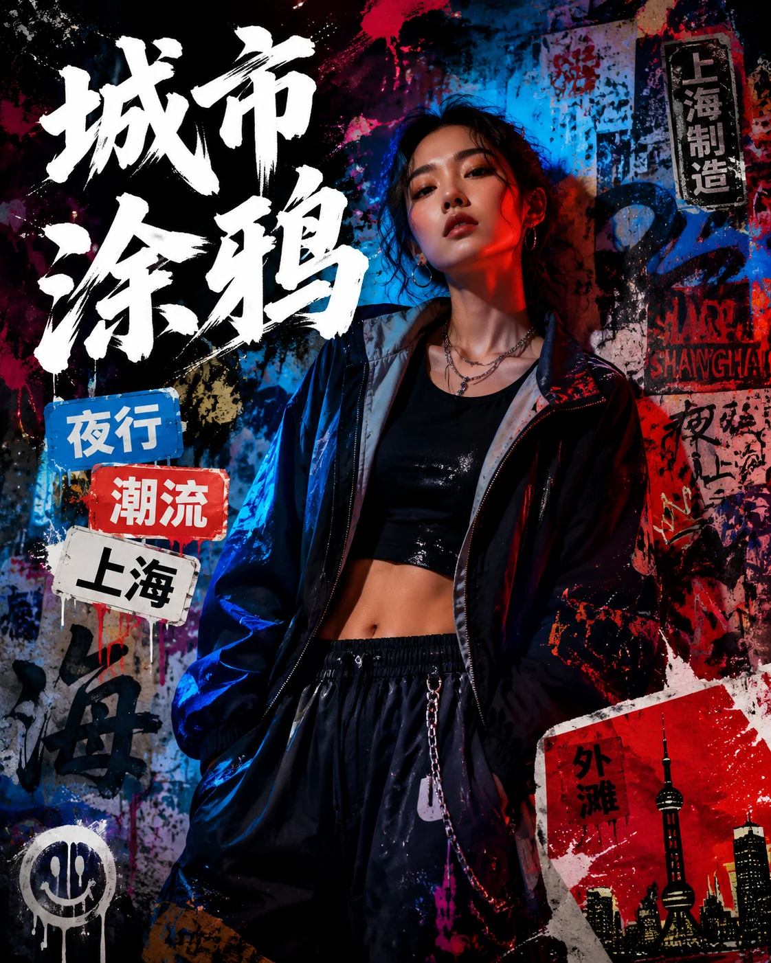 Beispiel für ein Graffiti-Fashion-Porträtposter