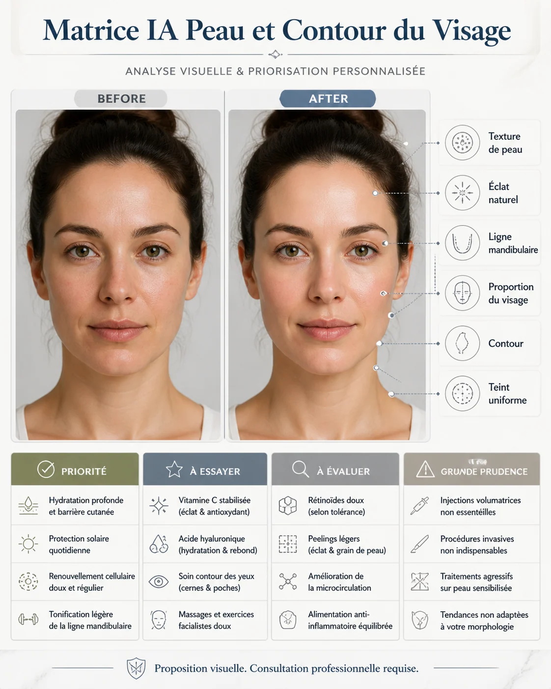 Skin texture and facial contour priority matrix sample