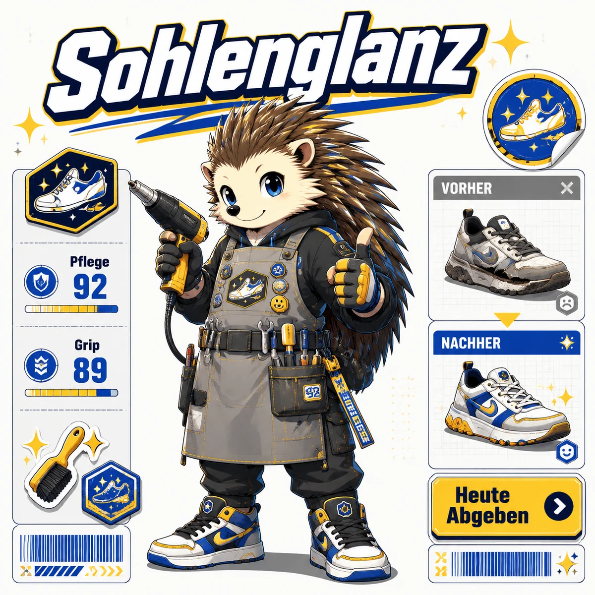 Deutsches Sneaker-Reparatur-Maskottchen als Poster