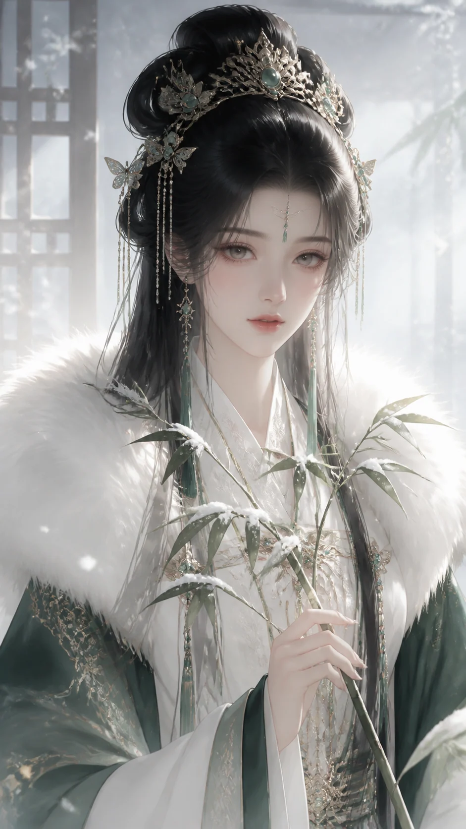 Snow bamboo guofeng beauty portrait sample