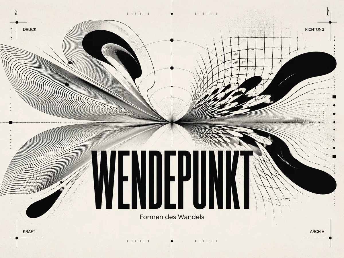 Black and white editorial cover poster with optical abstraction