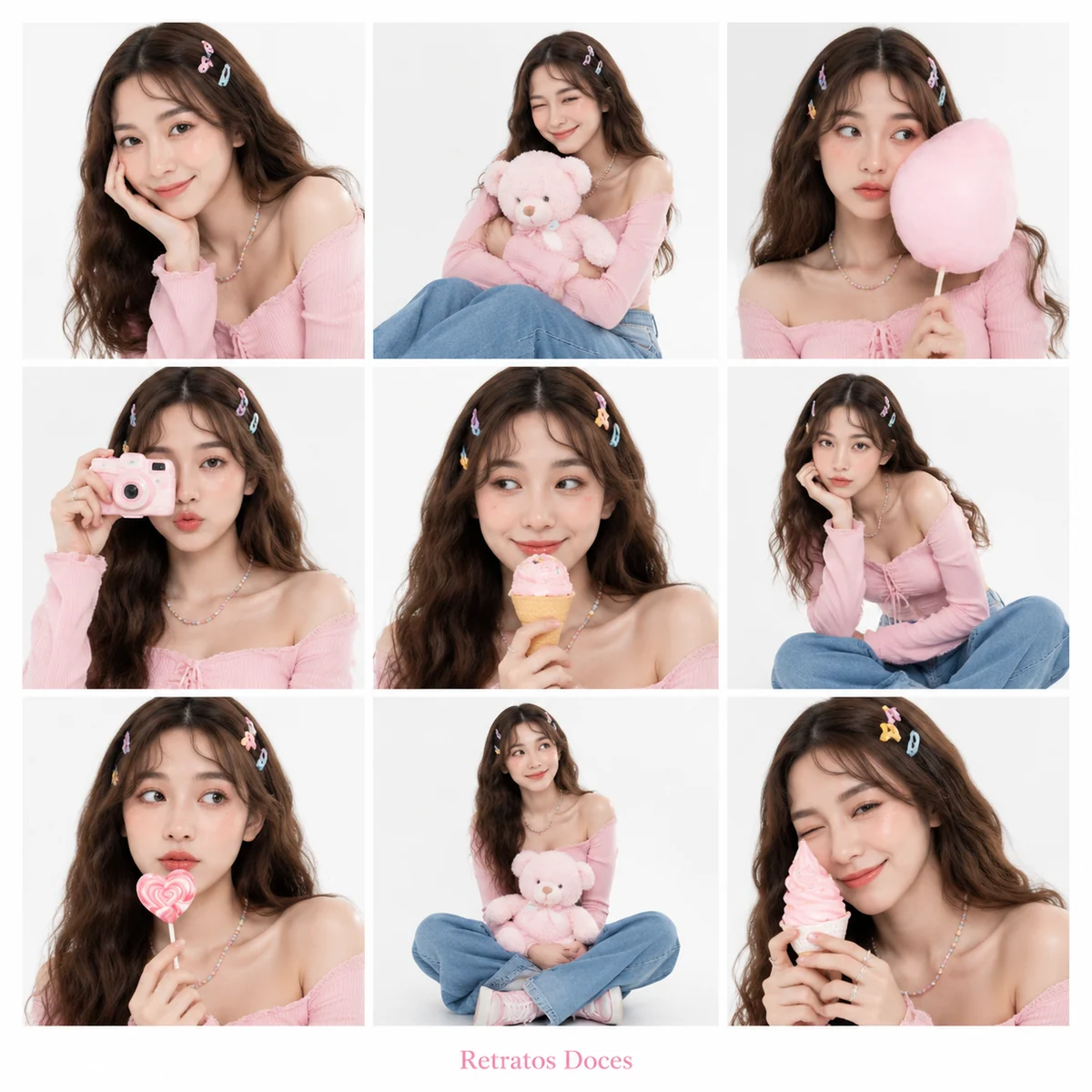 soft fashion avatar set in pastel studio lighting