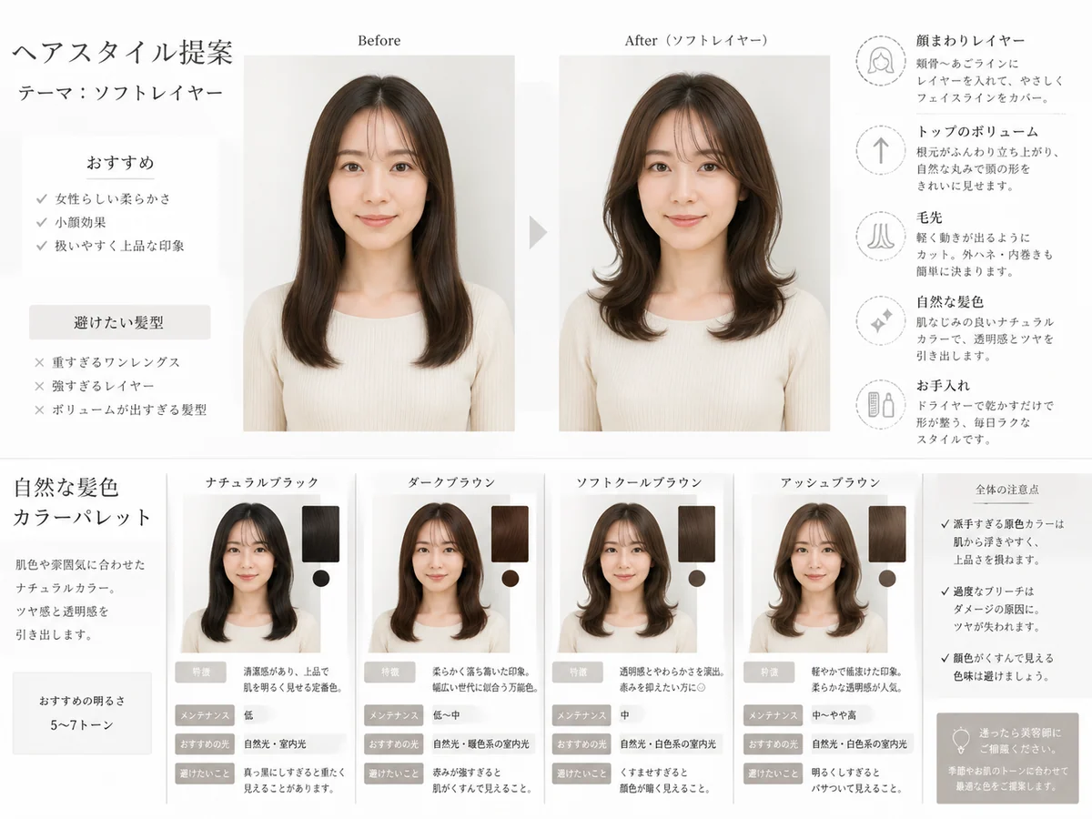 Women's soft layer hairstyle upgrade sample