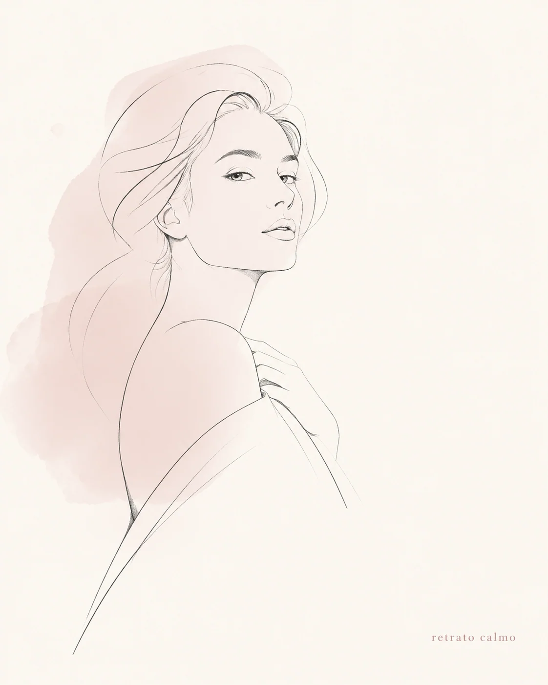 Retrato minimalista de moda com linhas finas e cor suave