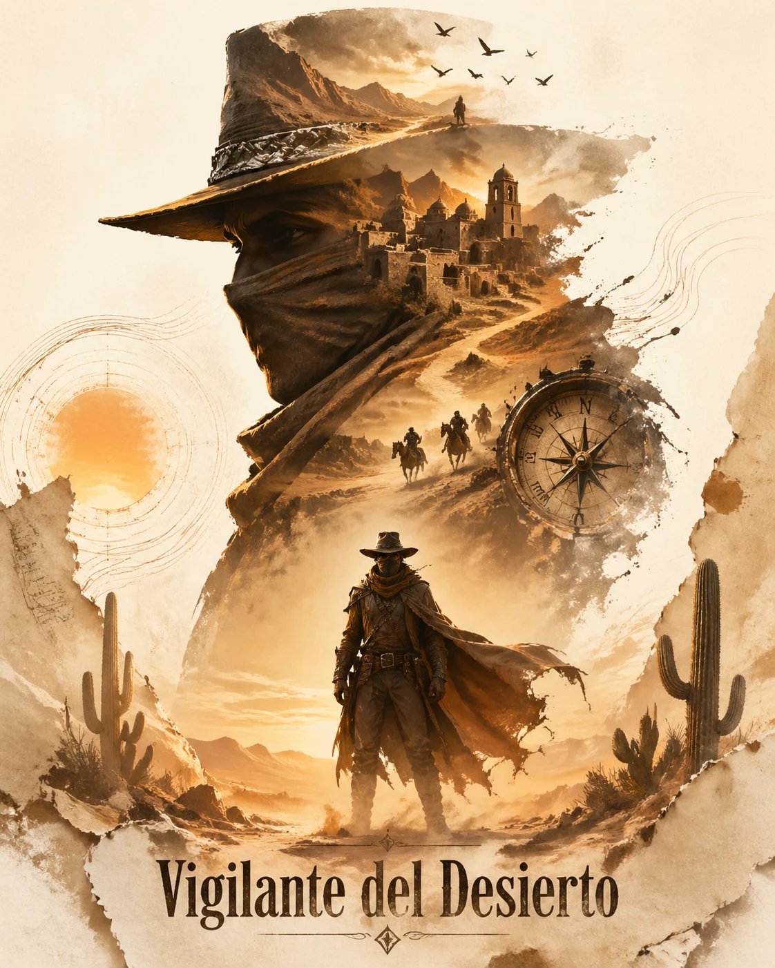 Cartel de personaje vigilante del desierto en español