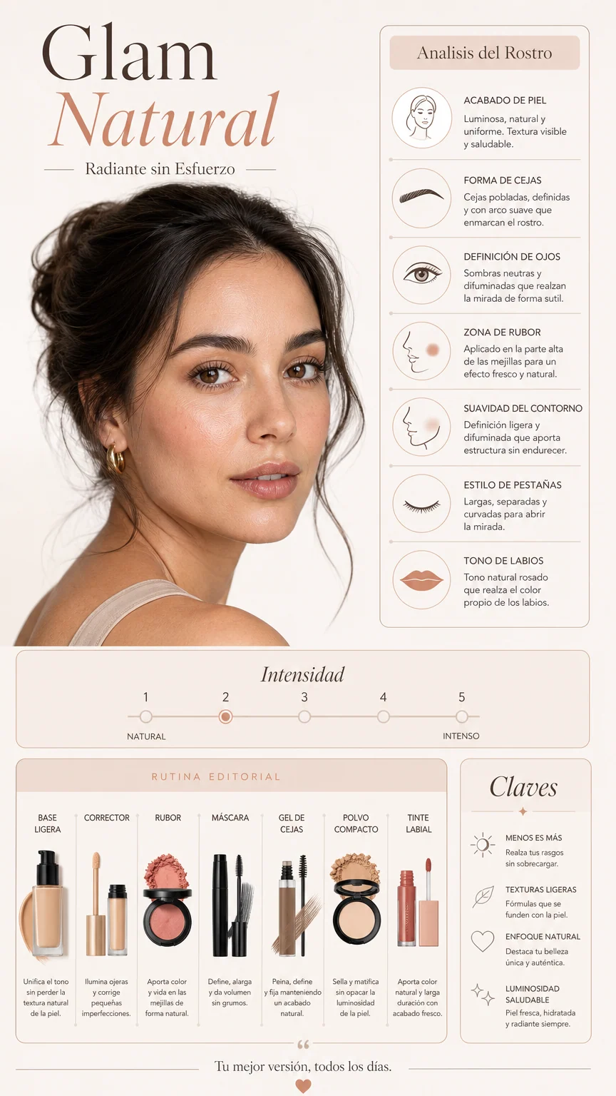 Spanish editorial beauty routine infographic sample