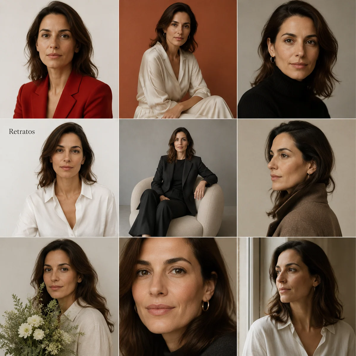 cuadrícula editorial española de retratos