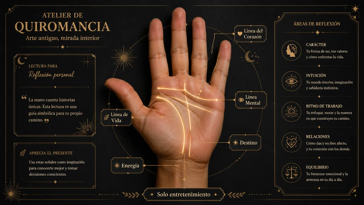 Póster místico de lectura de palma en español