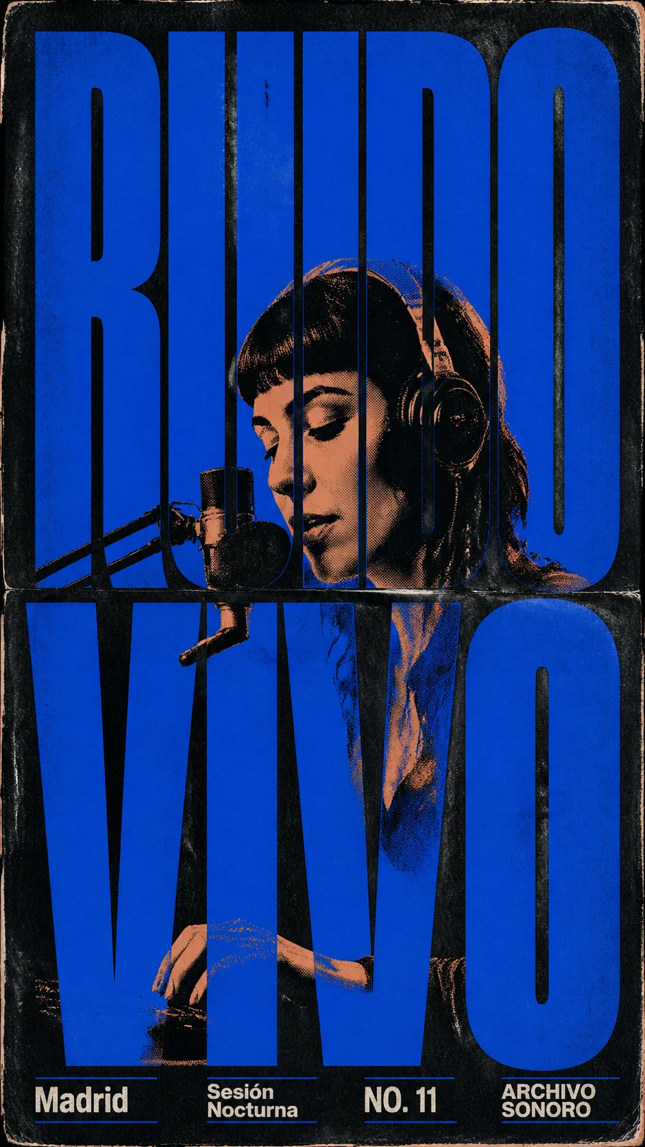 Póster punk en español con letras enormes y textura de fotocopia