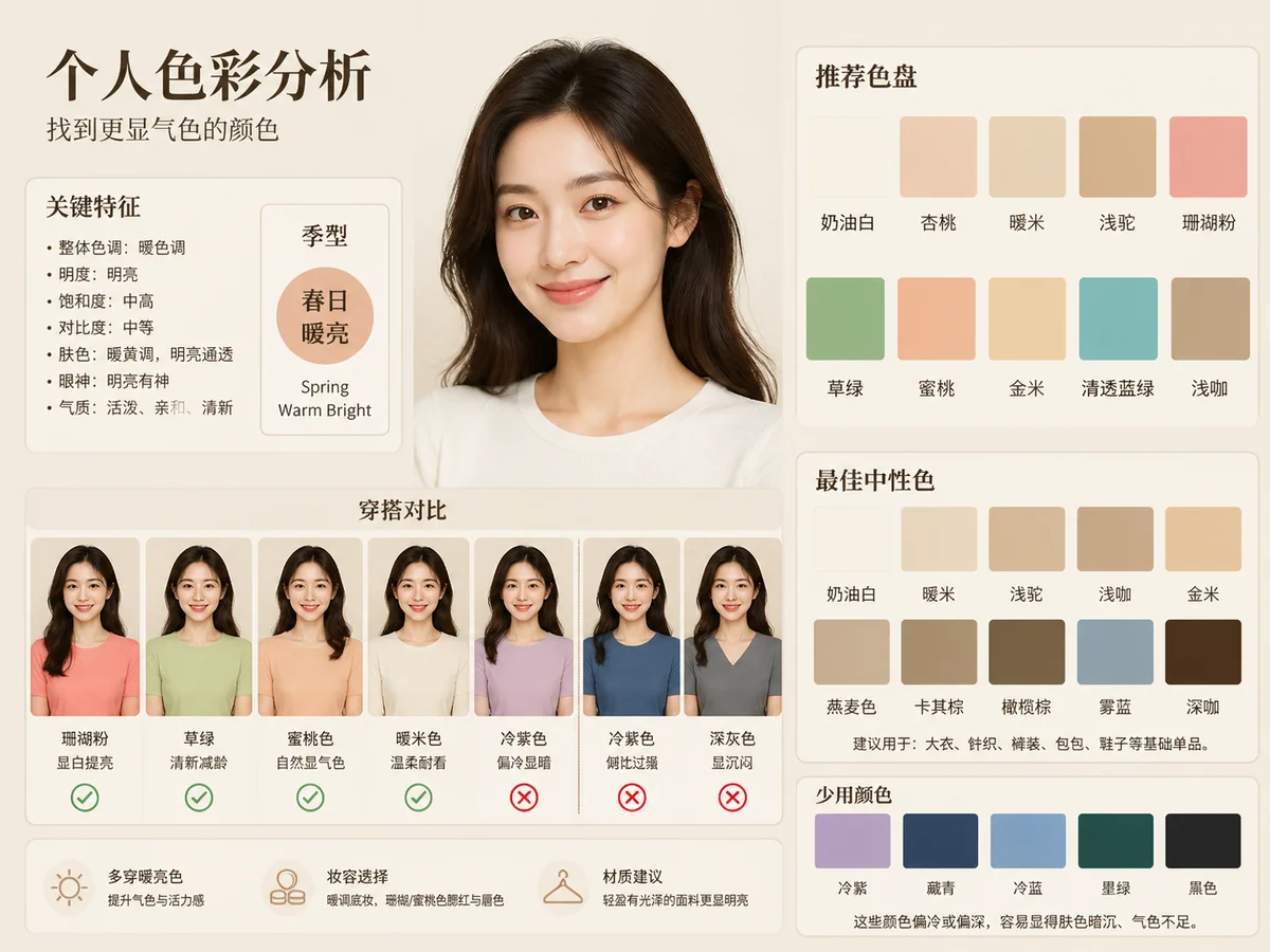 简体中文个人色彩分析信息图示例